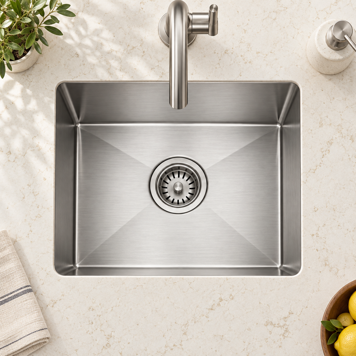 18 × 16 Inch Handmade Stainless Steel Kitchen Sink