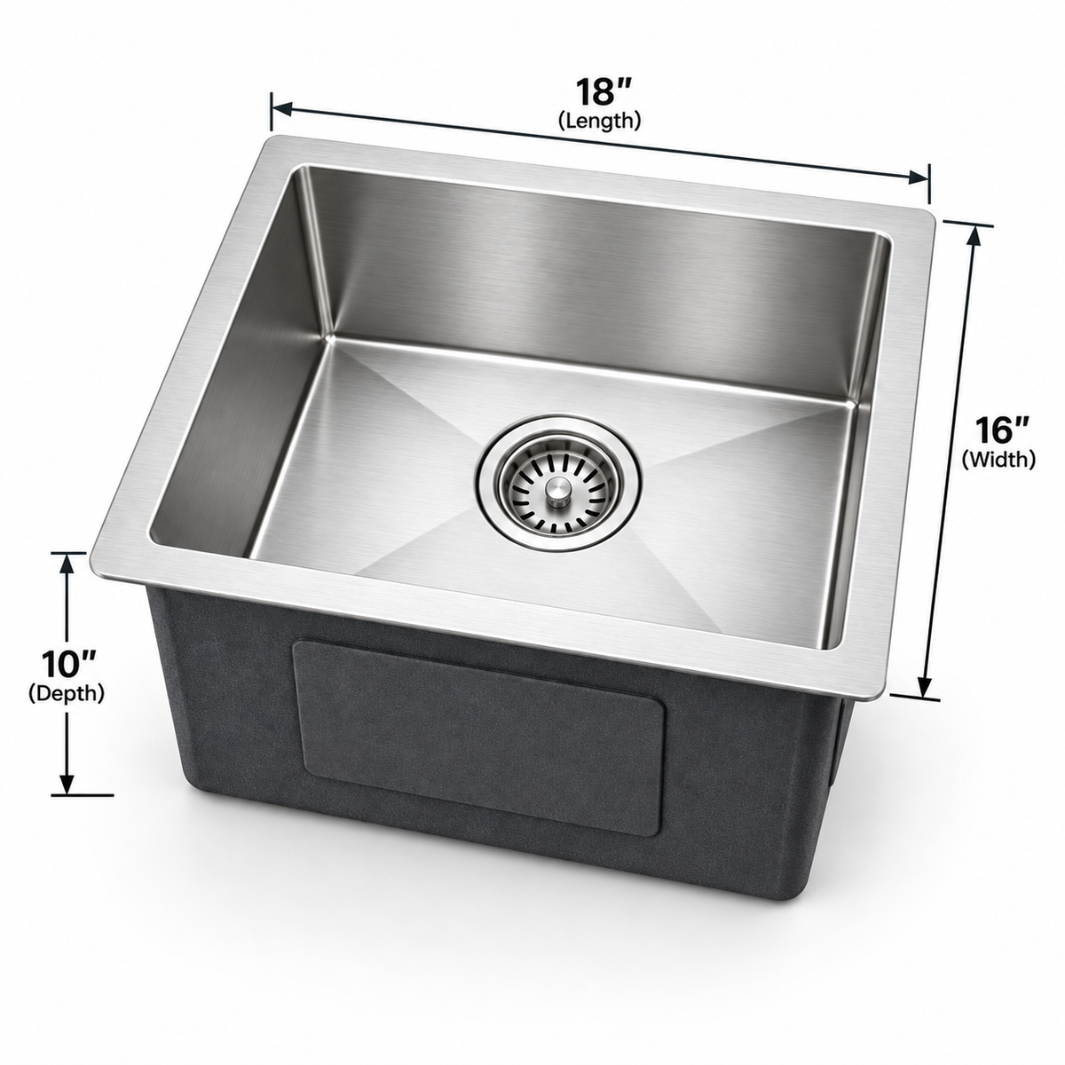 18 × 16 Inch Handmade Stainless Steel Kitchen Sink
