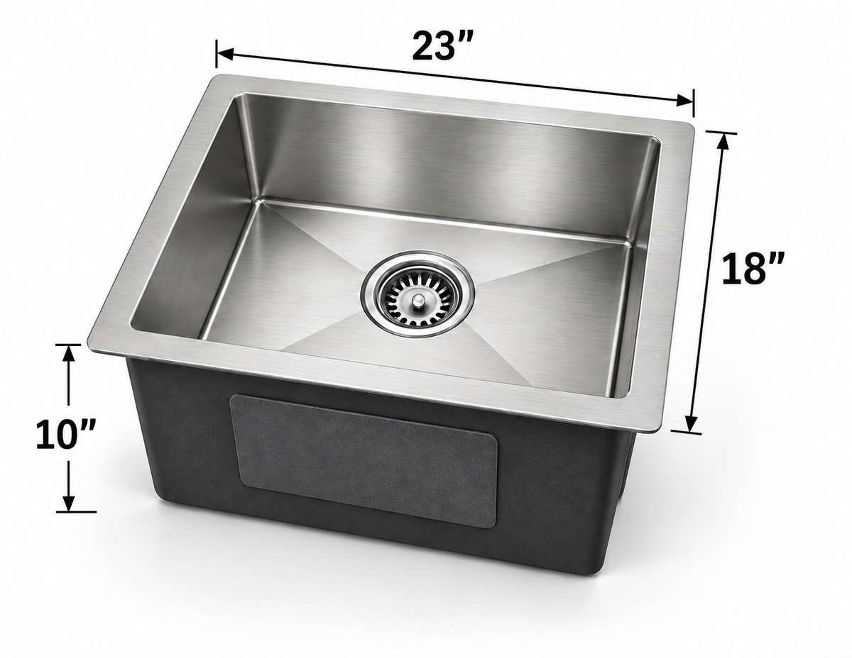 23 × 18 Inch Handmade Stainless Steel Kitchen Sink