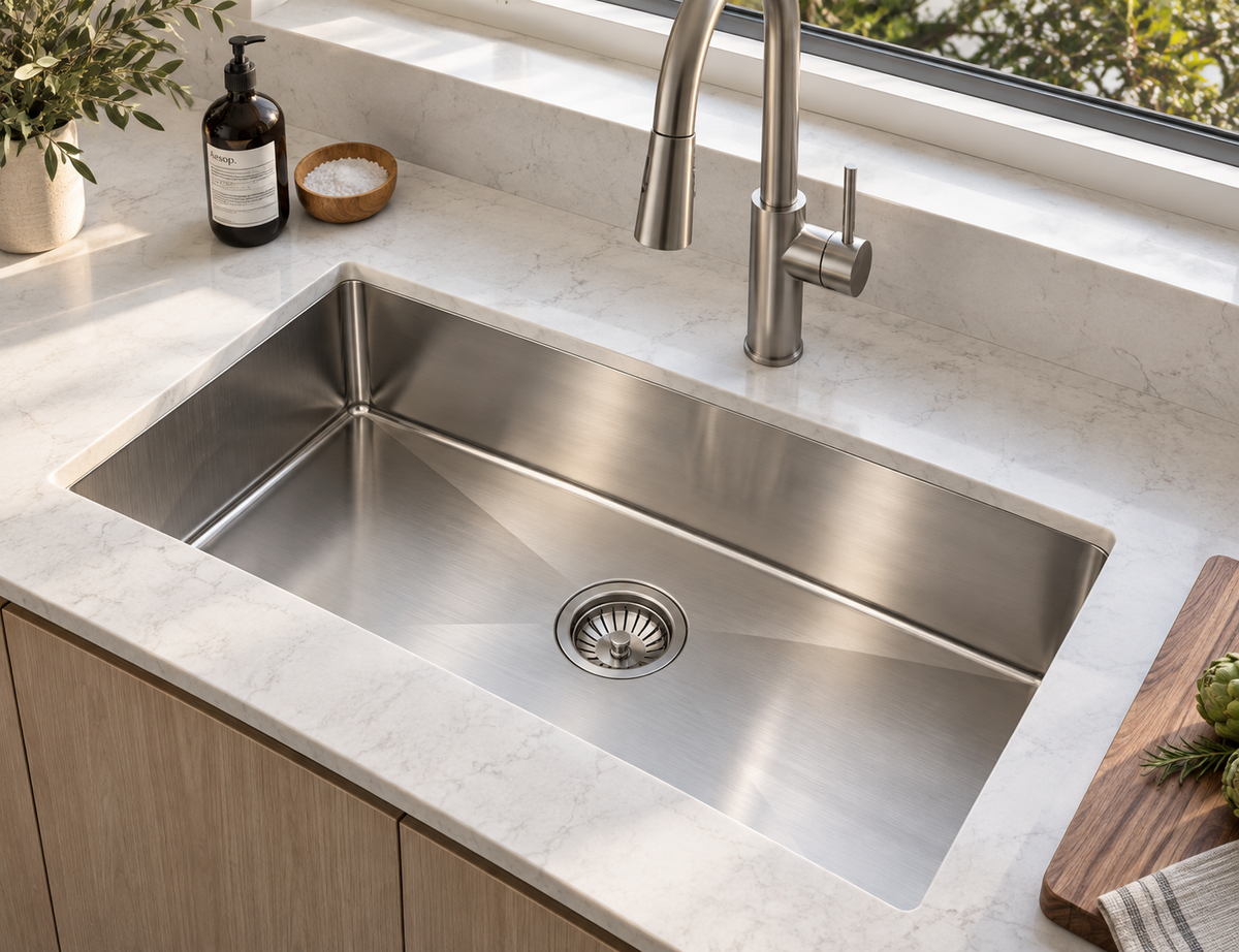27 × 19 Inch Handmade Stainless Steel Kitchen Sink