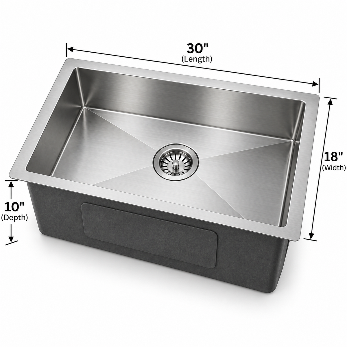 30 × 18 Inch Handmade Stainless Steel Kitchen Sink
