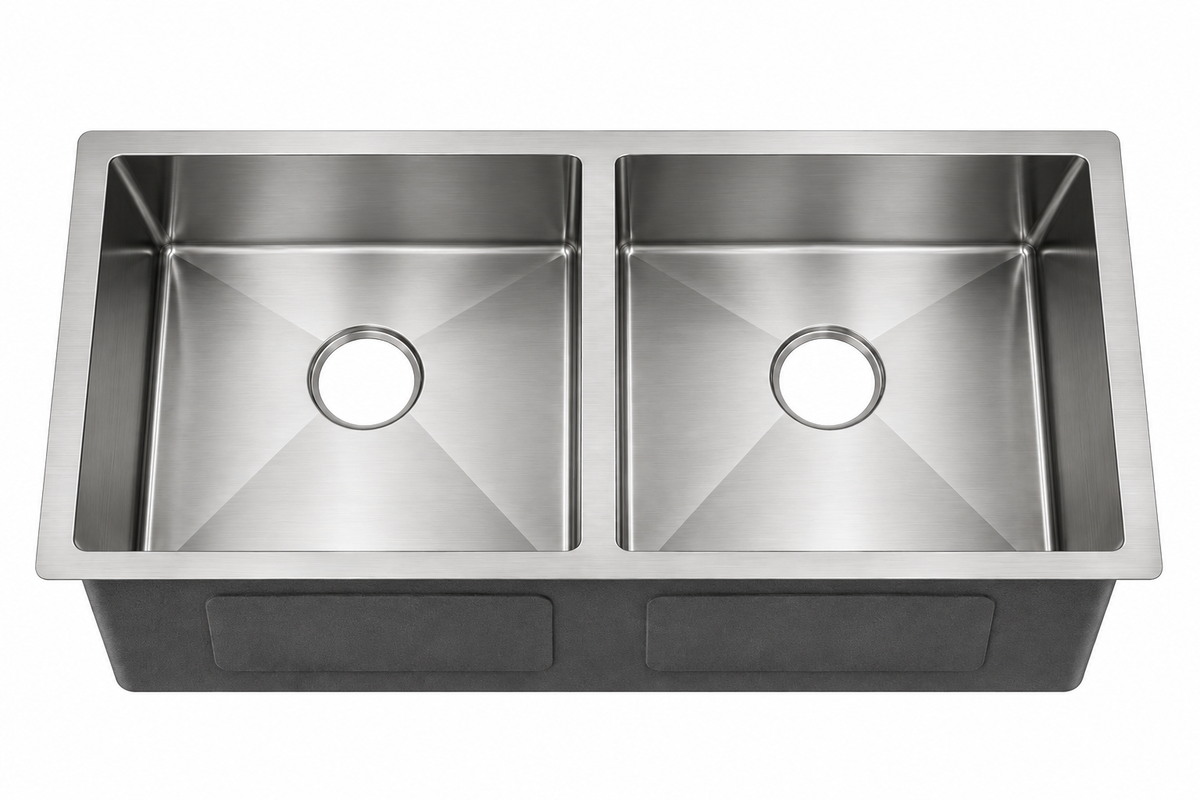 32 × 19 Inch Handmade Double Bowl Stainless Steel Kitchen Sink