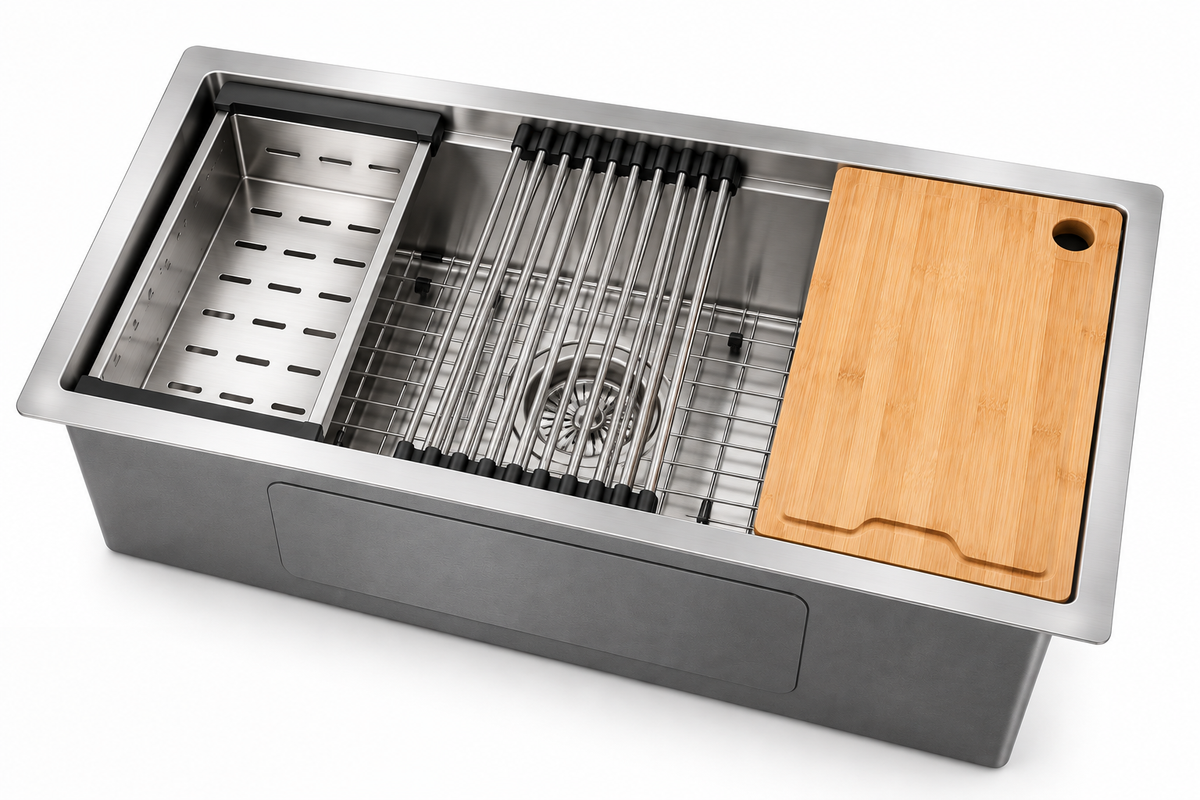 32 × 19 Inch Handmade Workstation Kitchen Sink