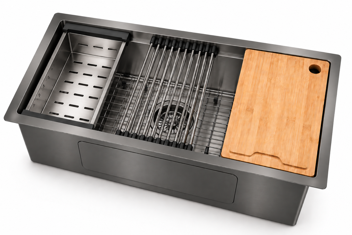 32 × 19 Inch Handmade Workstation Kitchen Sink