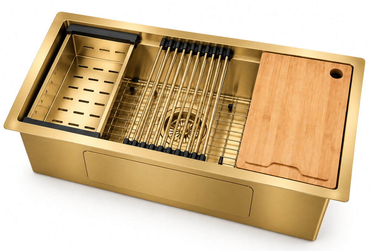 32 × 19 Inch Handmade Workstation Kitchen Sink