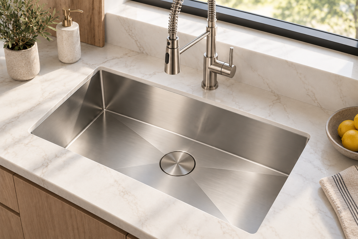 36 × 19 Inch Handmade Single Bowl Stainless Steel Kitchen Sink