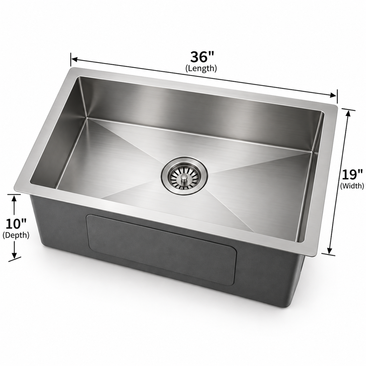36 × 19 Inch Handmade Single Bowl Stainless Steel Kitchen Sink