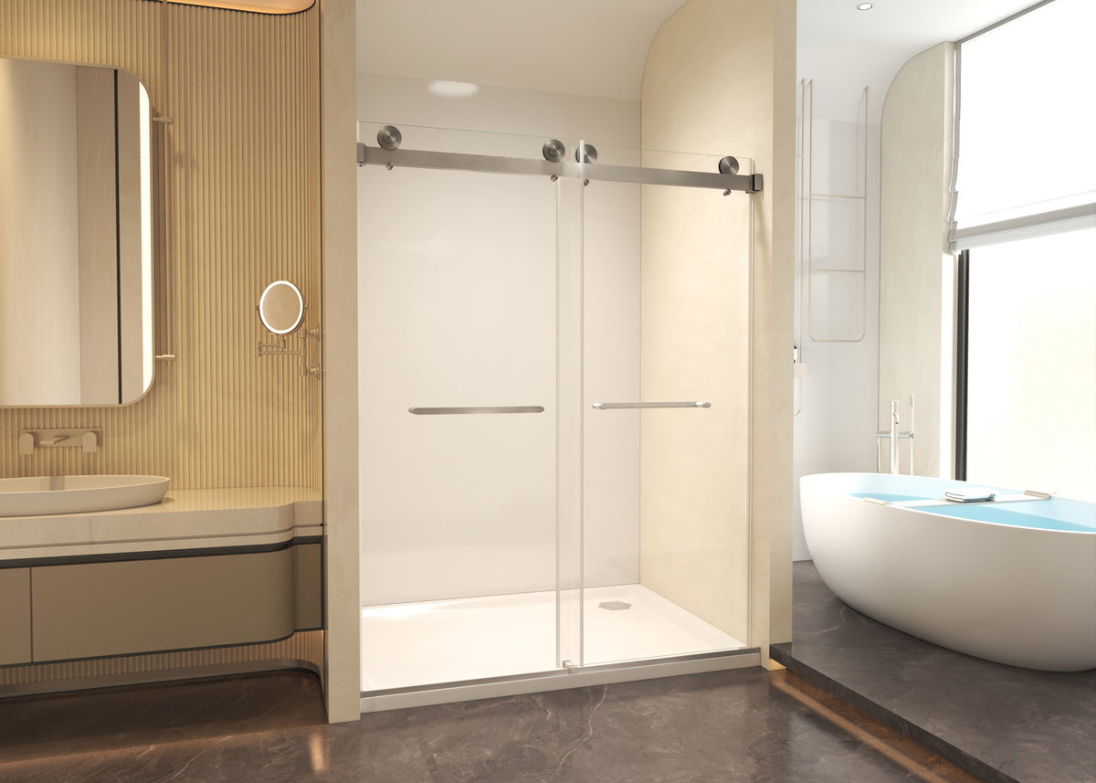 60" × 77" Shower Door with 10mm Easy-Clean Tempered Glass
