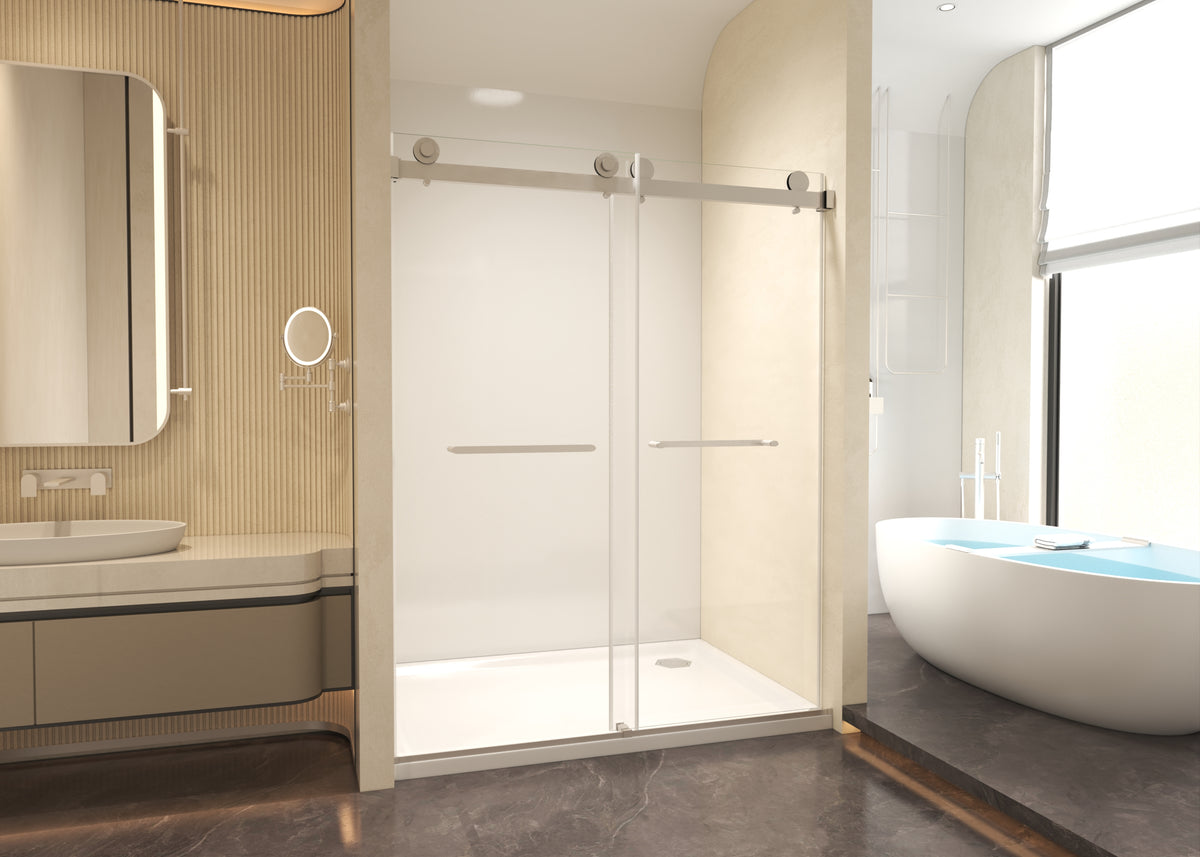 60" × 77" Shower Door with 10mm Easy-Clean Tempered Glass